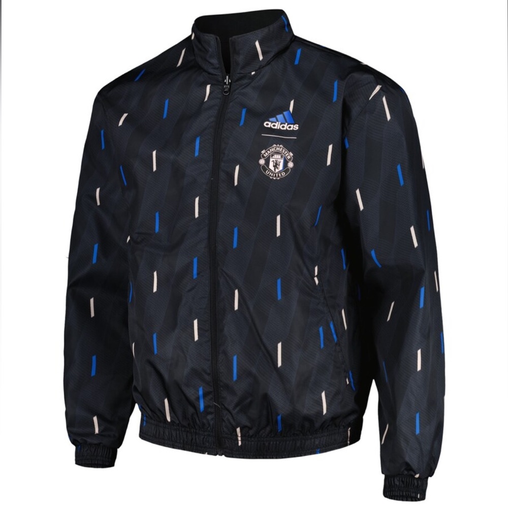 MANCHESTER UNITED x ADIDAS On Field Team Logo Anthem Reversible Zip Jacket NEW - Picture 3 of 13